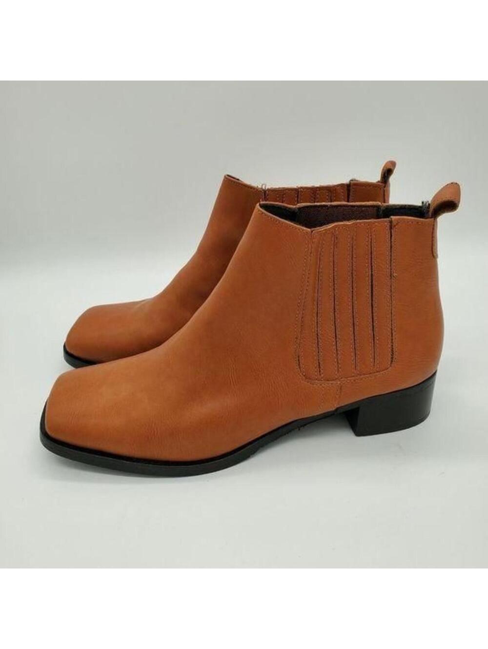 Brown leather ankle length boots
